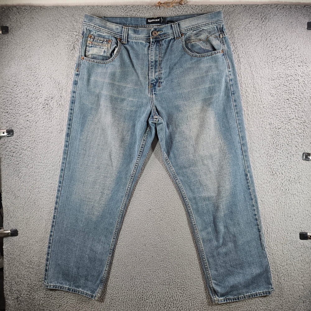 Royal Blue Jeans Division Mens Relaxed‎ Fit Light Wash Denim Jeans 40x30 Blue